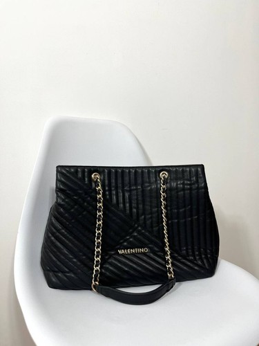 Borsa donna Valentino ecopelle nera borsa shopping Laax Re manici catena