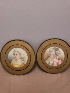 Antique Round Gold FRAME Flue Cover VICTORIAN LADY  lot of (2) - Picture 1 of 12