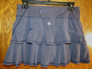 Lululemon 4 Pacesetter Skirt Cadet Blue 1/8 Stripe Navy Blue EUC! - Picture 1 of 19