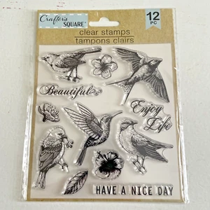 Bird Clear Stamp 12 piece Set - Scrapbooking Stamping Crafter's Square - Picture 1 of 7