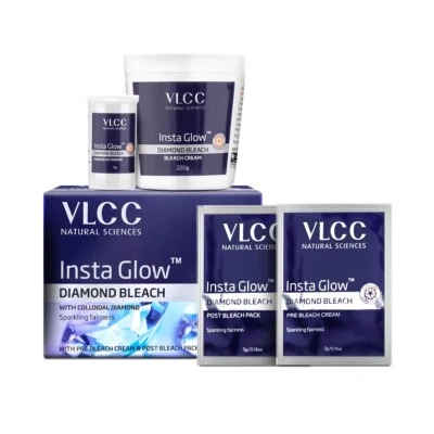 Kit facial blanqueador diamante Insta Glow VLCC para equidad brillante 60 g paquete de 1 Foto 1 de 4