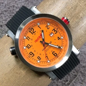 Red Line Men Compressor Mineral Crystal Orange Rubber Quartz 45mm Watch 8 1/4" - Picture 1 of 12