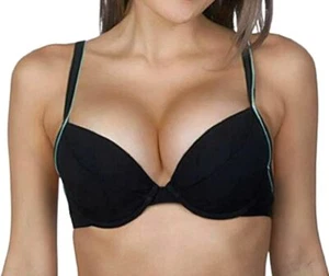 Panache BLACK/AQUA Grace Underwire Bikini Swim Top, US 38DDD/F, UK 38E - Picture 1 of 1