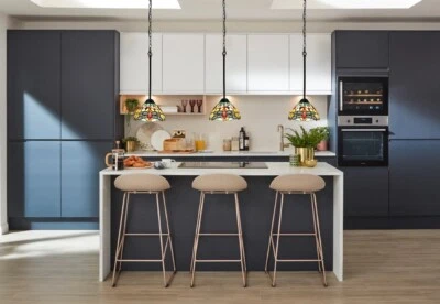 Mini vitral estilo Tiffany misión 8" isla colgante libélula luz Foto 1 de 4