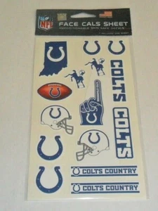 INDIANAPOLIS COLTS 15 TEMPORARY TATTOOS FACE CALS PEEL AND STICK - Foto 1 di 1