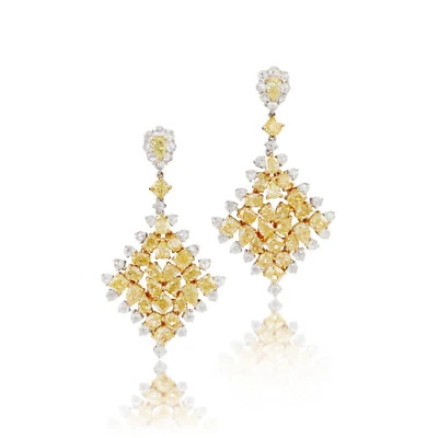 Multi-Shaped Yellow & White Lab-Created Diamonds Kite Shape Dangle Women Earring - Image 1 of 4