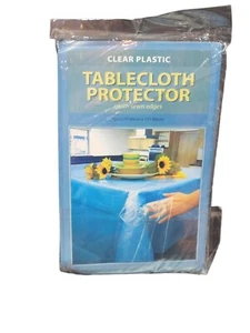 Clear Plastic Tablecloth Protector w/ Sewn Edges 70" - Picture 1 of 3