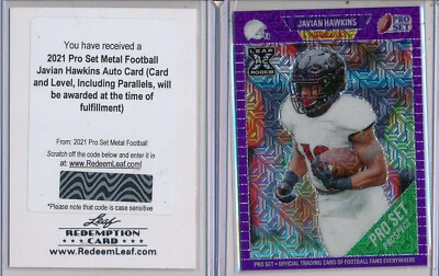 JAVIAN HAWKINS - 2pc  2021 LEAF METAL Pro Set Redemption 1v1? & MOJO SP RC /25 - Image 1 of 2