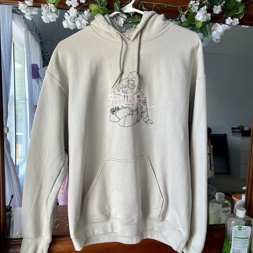 OFF WHITE Kawaii Ragazza Personaggi Giapponesi Felpa con Cappuccio Pull Over Personalizzata Taglia M Unisex