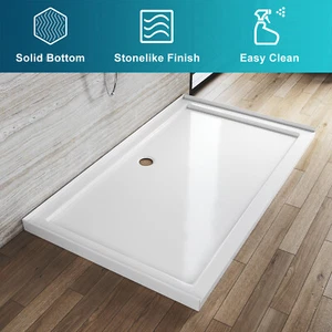 Rectangular Durable Solid Acrylic Fiberglass Shower Base White 1500x900mm - Picture 1 of 9