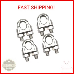 DYWISHKEY Pack of 4, 3/8 Inch M10 Stainless Steel Wire Rope Cable Clip Clamp - Picture 1 of 1