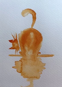 Original Artwork Modern Painting ORANGE CAT Portraits Pet Animals Arts Wall Gift - Picture 1 of 8