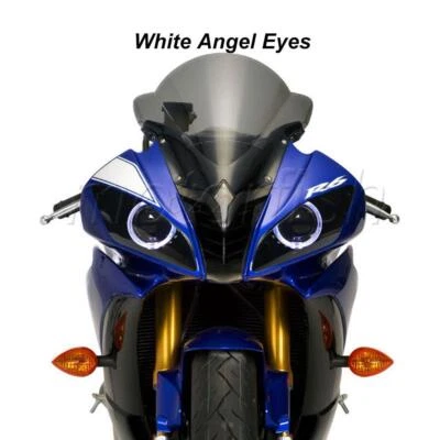 Anillos de halo blanco para faros proyectores montados para Yamaha YZF-R6 2008-2016 Foto 1 de 4