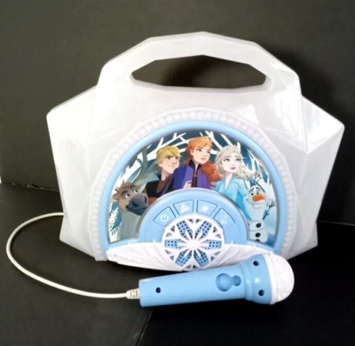 迪士尼冰雪奇缘Sing Along Boom盒音乐灯麦克风MP3测试。 Req. 3AA — 第 1/4 张图片