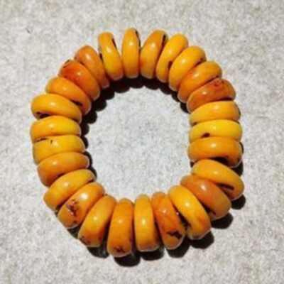 Old beeswax original stone abacus bead men's bracelet Beaded - Image 1 of 4