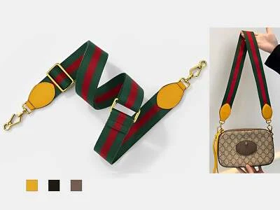 Adjustable Green and Red Wide Webbing Strap Crossbody Bag Strap for Gucci Bags - Image 1 of 3