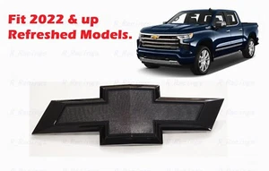 2022+ Chevrolet Refreshed Silverado 1500 Bowtie Front Grille Gloss Black Emblem - Picture 1 of 11