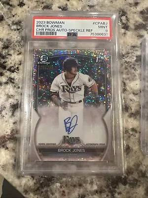 2023 Bowman Chrome Brock Jones Speckle Refractor Auto 120/299 PSA 9 MINT Rays - Image 1 of 2