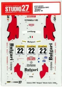 STUDIO27 1/24 SUBARU IMPREZA WRX "Bulgari" MONTE '99 for TAMIYA DC221 Decal - Picture 1 of 2