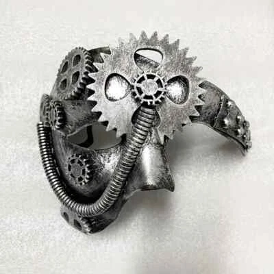 Steampunk Mechanical Gears Half Mask - Tarnished Silver Adult Unisex - HOT!! - Image 1 of 3