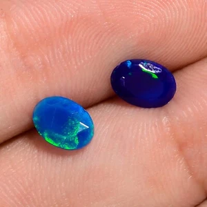 Natural Blue Ethiopian Opal Faceted Loose Gemstone Pair 1 Ct. 7X5X3 mm A-5749 - Picture 1 of 3