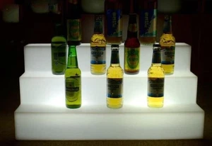 Nuevo 27 pulgadas 3 pasos LED iluminado barra trasera estante para botellas de licor soporte de exhibición brillante - Imagen 1 de 3