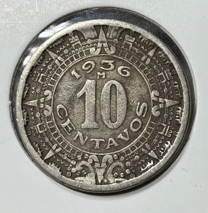 1936 Mexico 10 Centavos Ten - Picture 1 of 2