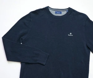 GANT Pique Cotton Jumper mens Sweater Pullover top size M Medium navy 8030521 - Picture 1 of 7