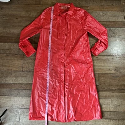 DE COLECCIÓN Talla M - Rojo PVC Impermeable Trench Vinilo Brillante Mod Chaqueta Para Mujer #42609 Foto 1 de 4