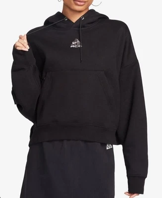 NEW Nike ACG Therma-FIT Women's "Tuff Knit" Fleece Hoodie in Black Size Large - Image 1 of 4