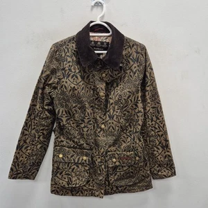 Barbour X Morris May Wax Waterproof Country Floral Print Rain Coat Jacket Uk 12 - Picture 1 of 11