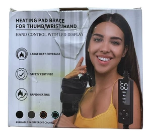 Heating Pad Brace For Thumb/Wrist/Hand with Hand Control LED Display - Black - Picture 1 of 10