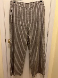 Chico's Leinen, Viskose, Spandex braun mit weißen Streifen weites Bein Hose Damen 2,5R /14 - Bild 1 von 6