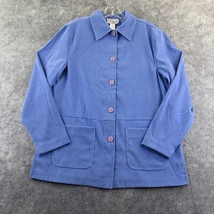 Susan Graver Style Womens Jacket Medium Blue Long Sleeve Crushed Velvet Pockets - Picture 1 of 10