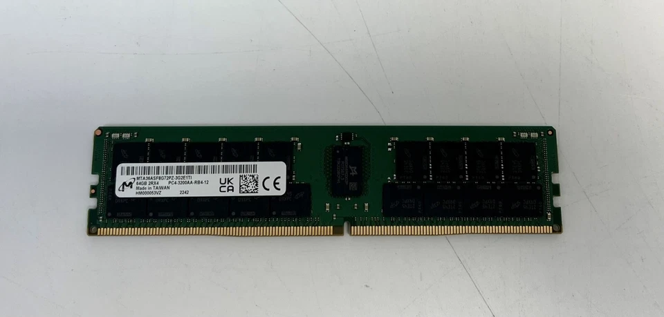 Micron 64GB (1x64GB) 2Rx4 DDR4 3200MHZ PC4-25600AA ECC Registered Memory Module - Image 1 of 3