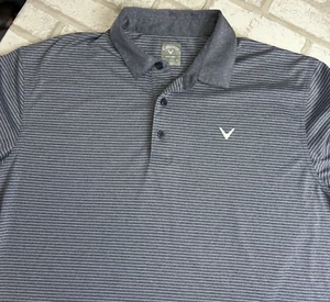 Callaway Opti-Dri Polo Herren große hellblaue Streifen Allover-Druck Stretch Golf - Bild 1 von 13