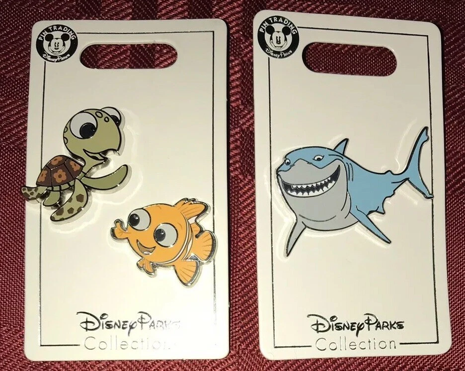 Juego de prendedores Finding Dory Squirt y Nemo de los parques de Disney y prendedor Bruce el tiburón nuevo difícil de encontrar Foto 1 de 4