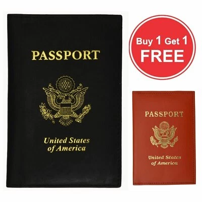 MARSHAL Genuine Leather Passport Cover Holder Case for Travel Best Gift BUY 1 GET 1 FREE