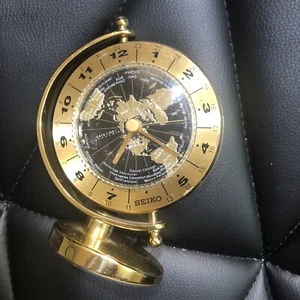 Seiko Table Clock Map of the World QHG106G - Picture 1 of 5