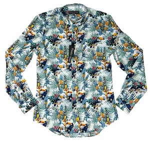 Neu mit Etikett Paisley & Gray schmale Passform weiß Regenwald geknöpftes Shirt Größe Small - Bild 1 von 15