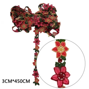 5 Yards Embroidered Flower Trim Lace Ribbon Fringe Clothing Sewing Craft DIY - Picture 1 of 8