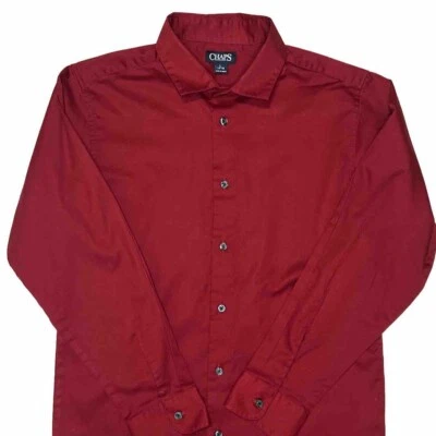 Рубашка Chaps для мальчиков с длинным рукавом на пуговицах размер большой 14 красная - Изображение 1 из 4