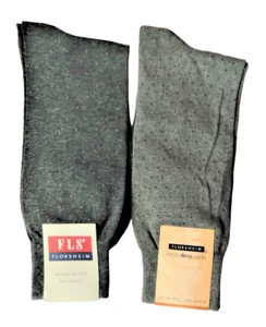 Florsheim 2 Pair Men's Dress Socks Dot Pattern 1 ea Grey  & Charcoal Size 10-13  - Picture 1 of 2