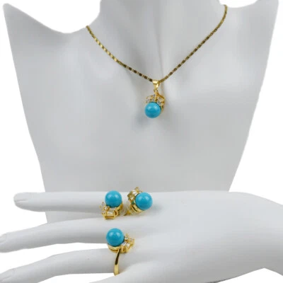 Women Freshwater Pearl Earring Ring Pendant Necklace Jewelry Set Wedding Party - Image 1 of 4