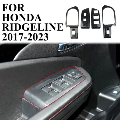 Carbon Fiber Style Door Window Lift Switch Panel Trims Cover For Honda Ridgeline - Image 1 of 4