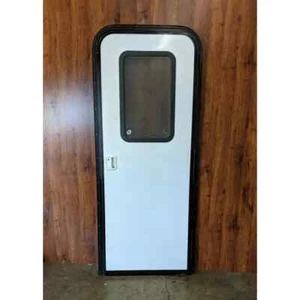 Lippert Components 28" x 72" RV Entry Door RH White w/ Black Trim - Picture 1 of 5