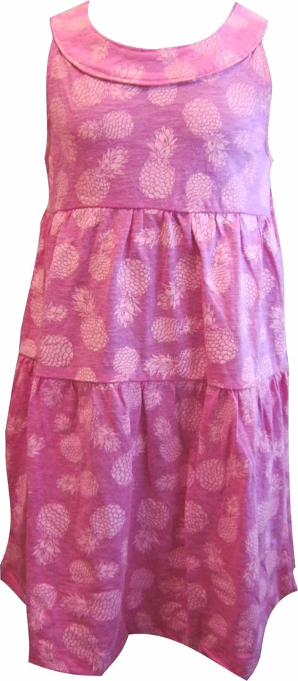 E-vie Angel Girls Dress Sleeveless Pineapple Jersey Tiered Flare Age 2 &3 Years - Image 1 of 4