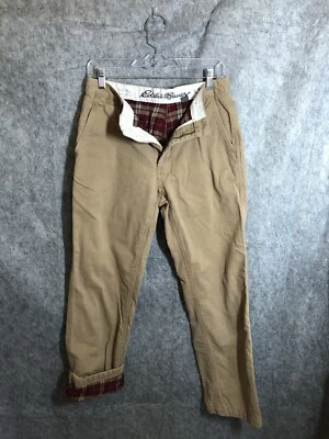 Pantalones Eddie Bauer Hombres Marrón 30x32 Chino Franela Forrados Pana Ropa de Trabajo Informal Foto 1 de 4