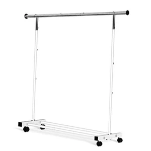 Clothing Rack, 55.51 Inch Garment Rack with Wheels and Bottom Single White - Picture 1 of 7