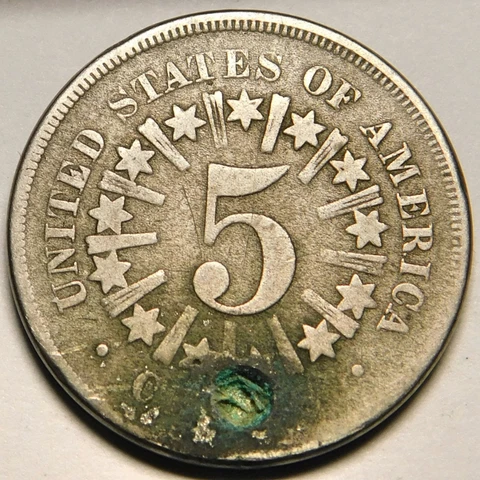 1866 Shield Nickel With Rays Not Chemically Treated  "Actual Coin Pictured" Cover
